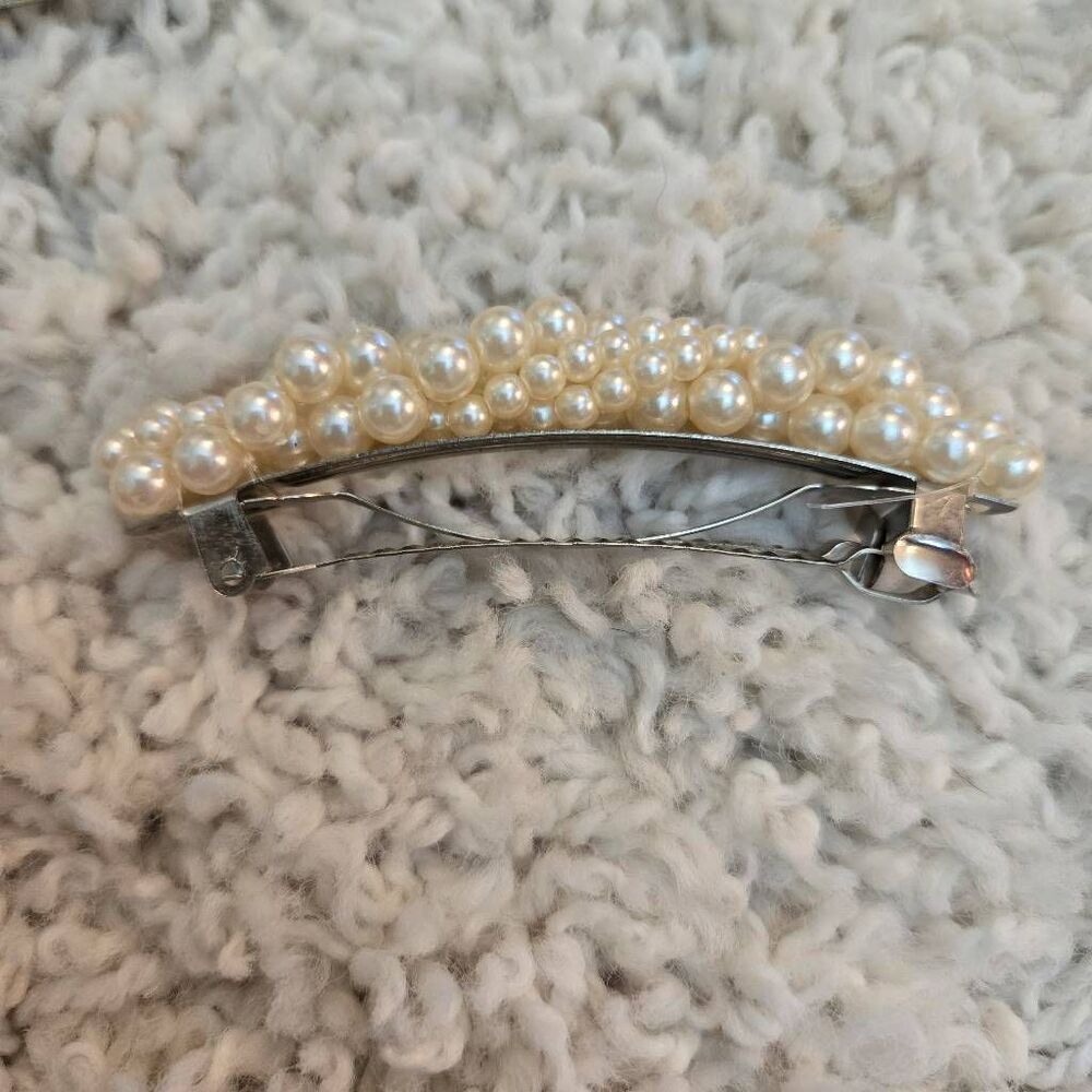 Mixed LOT 3 Barrettes Gold Tone & Pearls - Picture 5 of 5